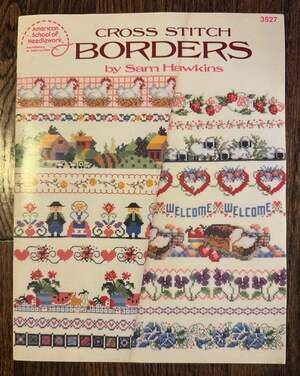 VTG American School of Needlework Cross Stitch Borders Sam Hawkins Pattern Book